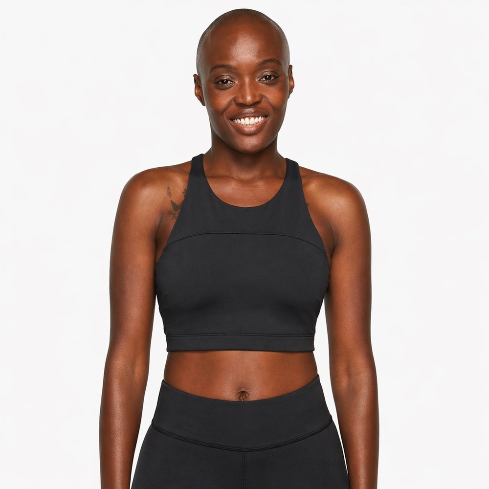 Outdoor Voices Move‎ Free Crop Top Black High Neck Racerback Sports Bra Size S